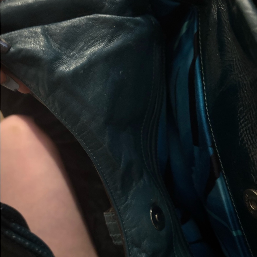 Versace Teal Blue Shoulder Bag with Silver-Tone Hardware - Picture 9 of 16